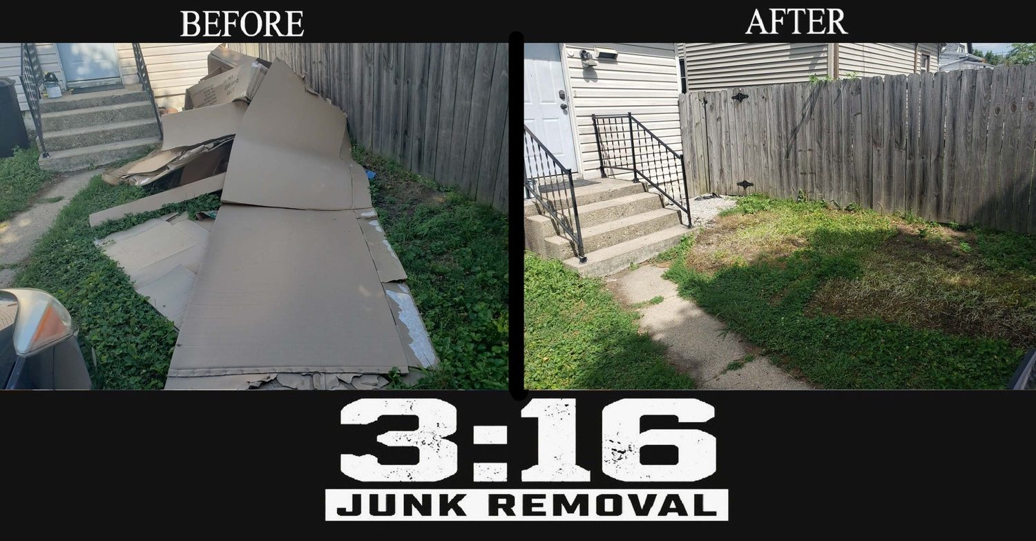 Before and after junk removal cleanup
